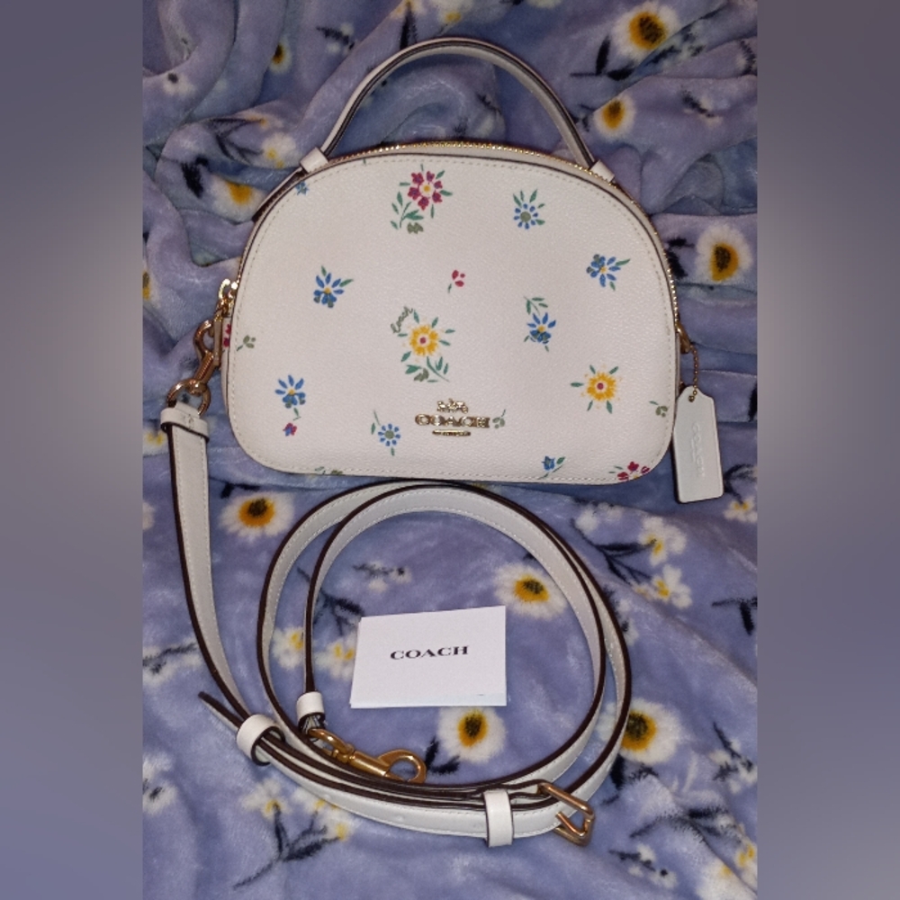 Coach White Crossbody Bag with Floral Design